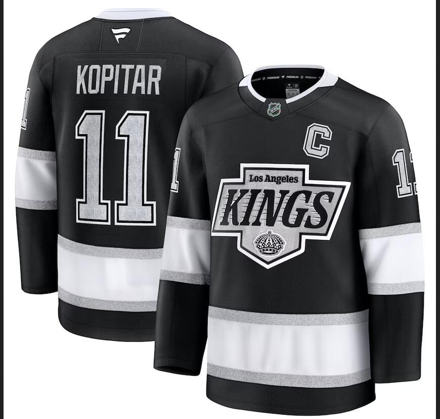 Custom Men Los Angeles Kings Anze Kopitar Fanatics Black Home Premium 2024 Nike NHL Jersey